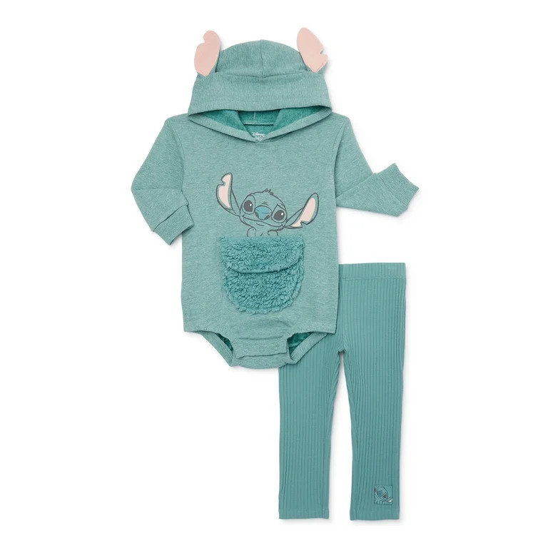 Disney Newborn Baby Boys Cosplay Stitch Hooded Bodysuit and Pants, 2-Piece Outfit Set, Sizes 0/3 ... | Walmart (US)
