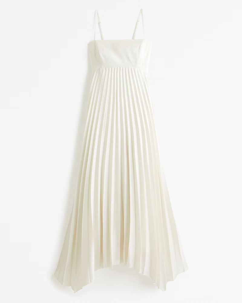 The A&F Giselle Clasp-Back Pleated Midi Dress | Abercrombie & Fitch (US)