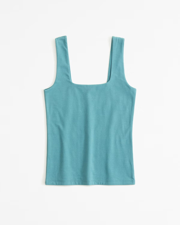 Women's Cotton-Blend Seamless Fabric Squareneck Tank | Women's Tops | Abercrombie.com | Abercrombie & Fitch (US)
