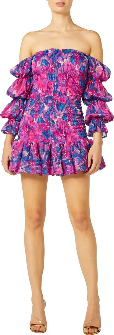 Noura Floral Print Smocked Off the Shoulder Minidress | Nordstrom