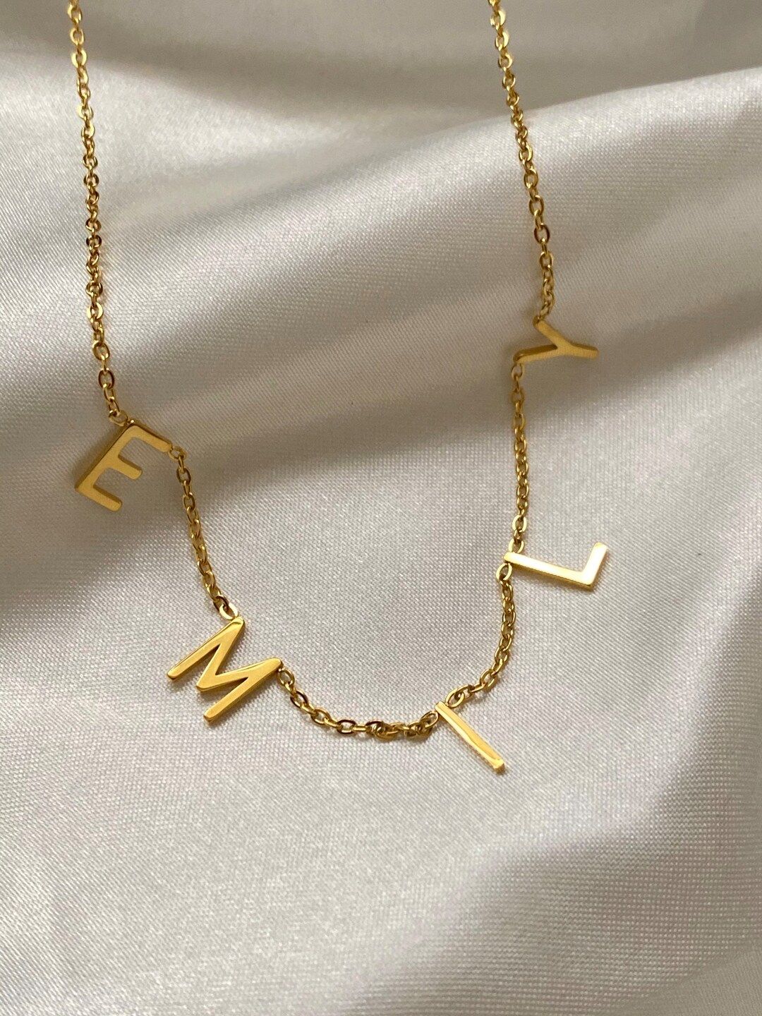 Letter Necklace Gold Initial Necklace Name Necklace Space - Etsy | Etsy (US)