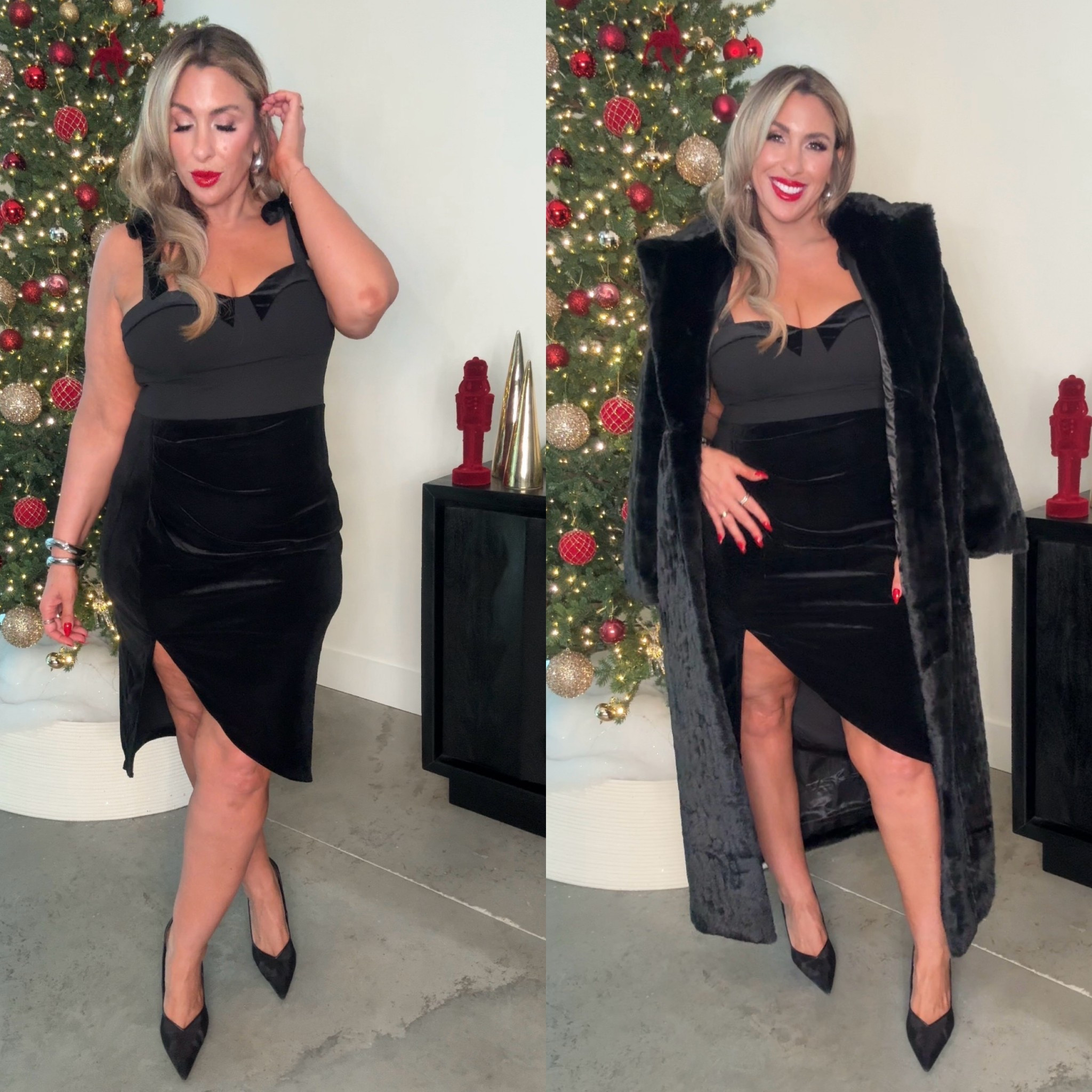 Express Midsize Approved Holiday Look. This outfit is stunning. 

Dress L (def size down, the dress has lots of stretch and runs big. The straps are adjustable. The cups do not have underwire. 
Fur Coat L (size down runs big; the L still fit me perfectly oversized) 

red glossy non transfer lip color “on a mission” (the picture looks pink, but it’s a bright red) 

#LTKBeauty #LTKMidsize #LTKHoliday
#holidaydress #holidayoutfit #christmasoutfit #sequinoutfit #holidayoutfit

Dress L (size down, the dress has stretch) The straps are adjustable. The cups do not have underwire. 
Fur Coat L (size down runs big; the L still fit me perfectly oversized) 

#LTKBeauty #LTKMidsize #LTKHoliday
#holidaydress #holidayoutfit #christmasoutfit #sequinoutfit #holidayoutfit

#LTKHoliday #LTKCyberWeek #LTKMidsize

#LTKMidsize #LTKHoliday