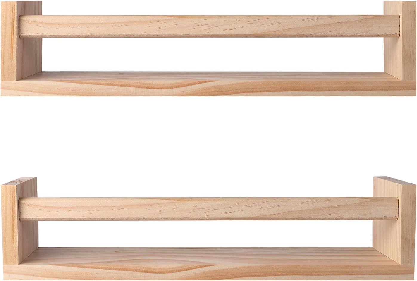 BIROLA Nursery Shelves,Set of 2 Naturel Wood Floating Wall Bookshelf for Kids,Nursery Shelves for... | Amazon (US)