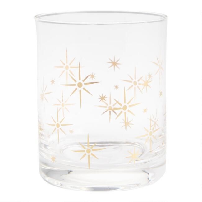 Gold Starburst Double Old Fashioned Glass Set of 2 | World Market