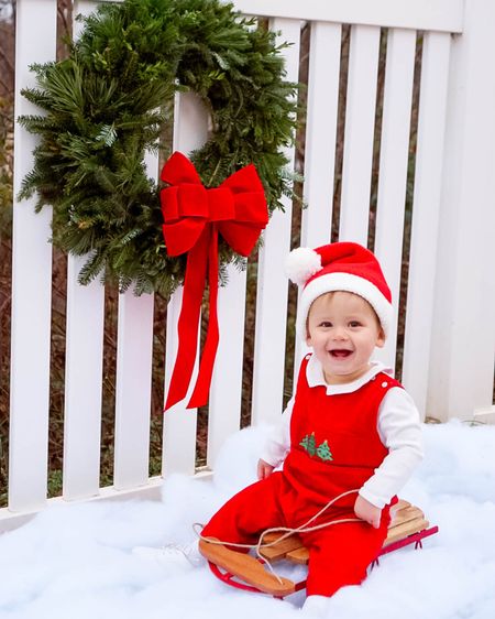 Baby boy Christmas outfit. Red corduroy Christmas tree overalls, Santa hat, white dress shoes. Amazon finds

#LTKbaby #LTKfamily #LTKHoliday