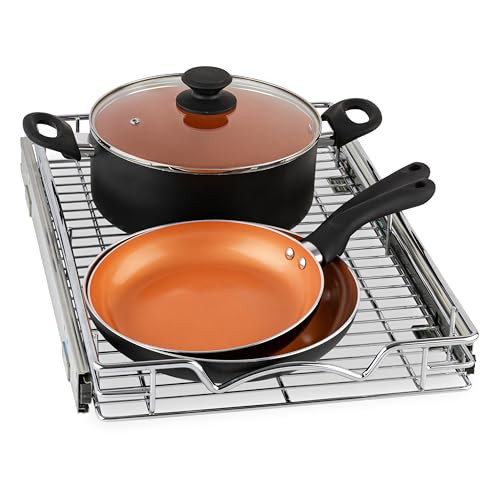 HOLDN’ STORAGE Pull Out Cabinet Organizer, Heavy Duty Caddy w/Lifetime Limited Warranty -14”W x 21”D - Requires At Least 15-1/4” Cabinet Opening, Steel Metal Cabinet Drawers Slide Out, Chrome | Amazon (US)