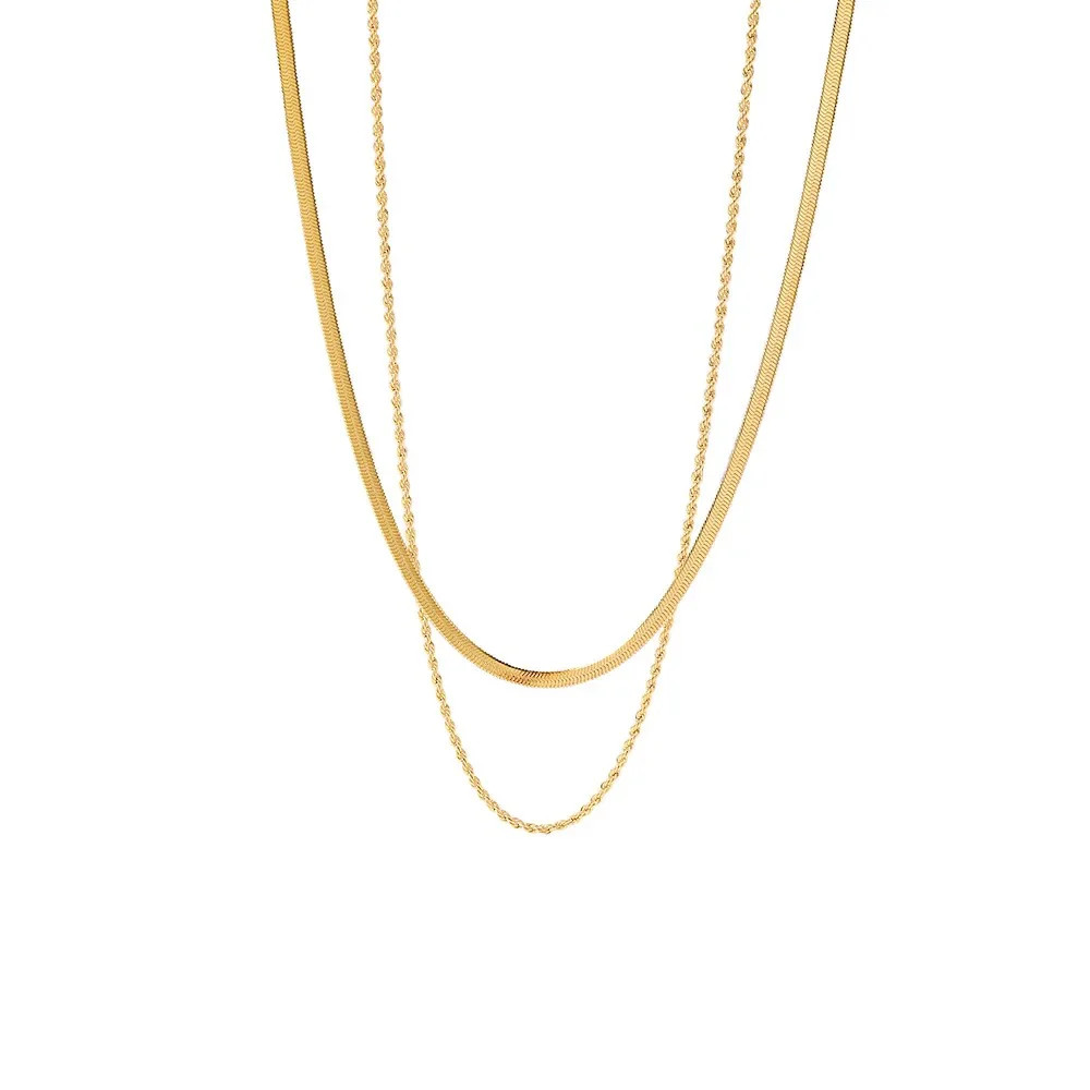 Bella Herring Bone and Rope Chain Stack Necklace | ALAIS BRANCHE'