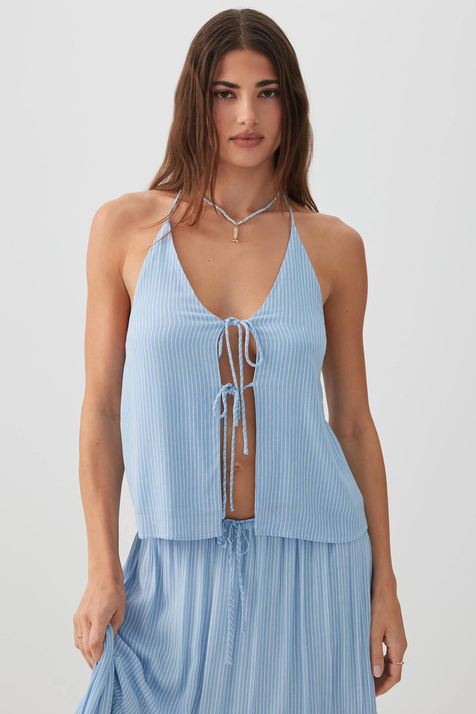 Crinkled Tie Front Tank Top | Ardene