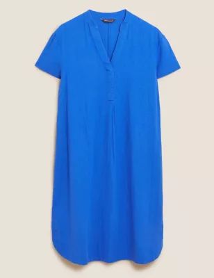Linen Rich V-Neck Short Sleeve Shift Dress | M&S Collection | M&S | Marks & Spencer (UK)