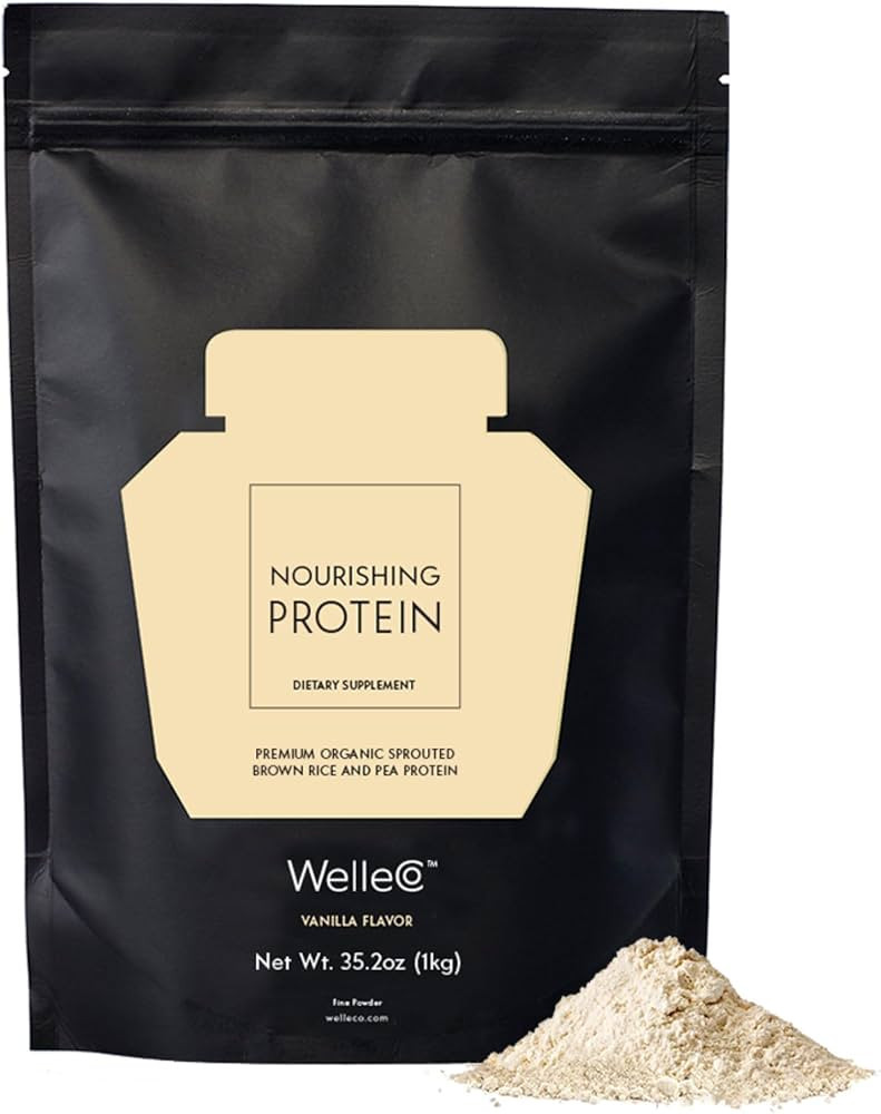 WelleCo Vegan Protein Powder, Gluten Free Premium Organic Sprouted Brown Rice & Pea Protein Blend... | Amazon (US)