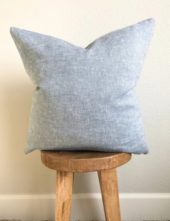 Chambray Linen Pillow Cover  Solid Blue Indigo Chambray  | Etsy | Etsy (US)