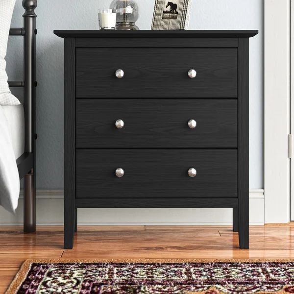 Kissell 32.4'' Tall 3 - Drawer Solid Wood Bachelor's Chest in Matte Black | Wayfair North America