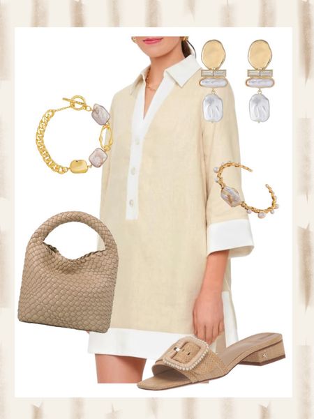 Linen tunic dress with gold accessories, classic outfit, preppy outfit 

#LTKFindsUnder100 #LTKFindsUnder50 #LTKOver40