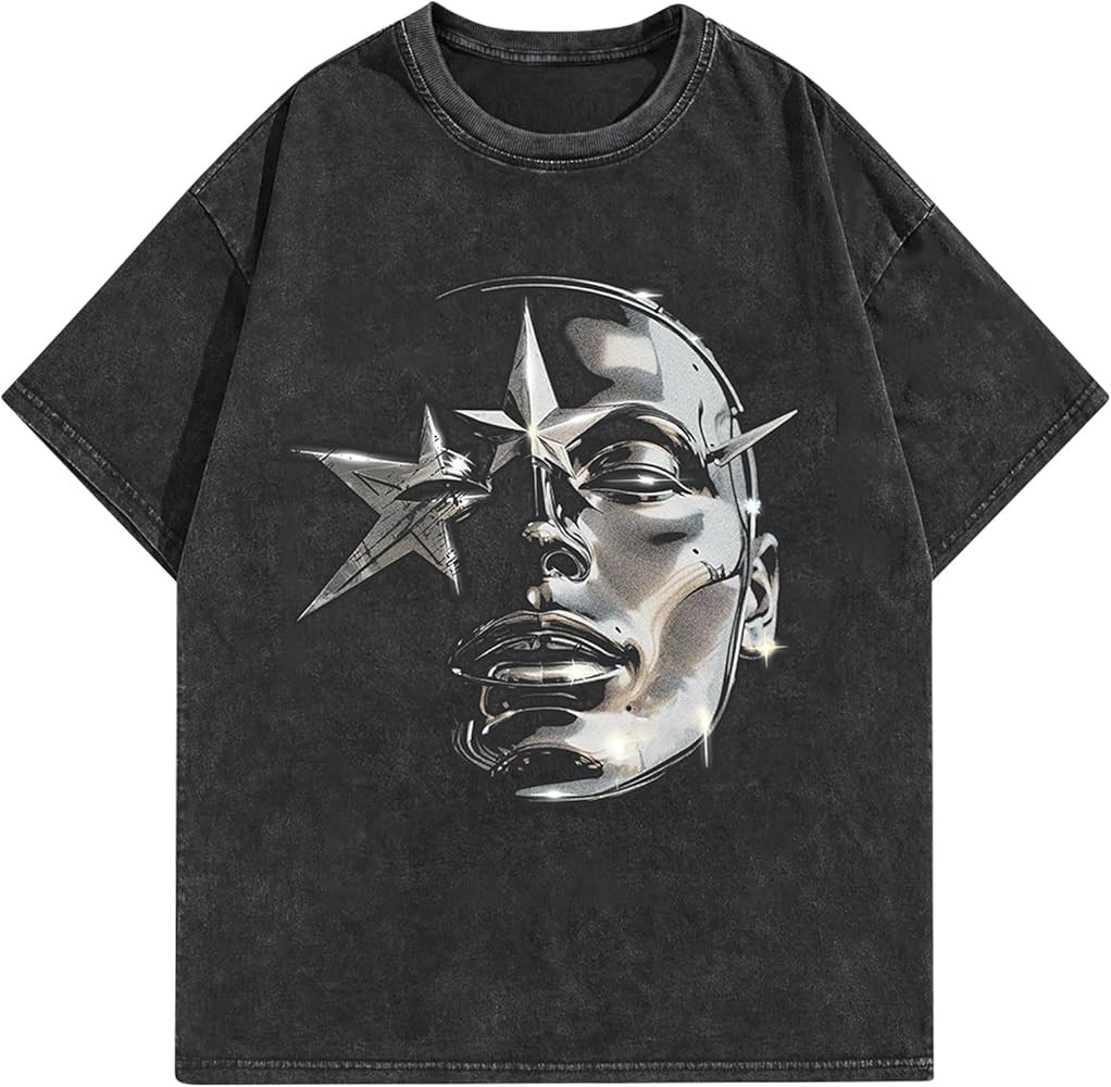 Men's Graphic Tees Shirt Unisex Cotton Oversized T-Shirt Short Sleeve Vintage Streetwear Casual T... | Amazon (US)