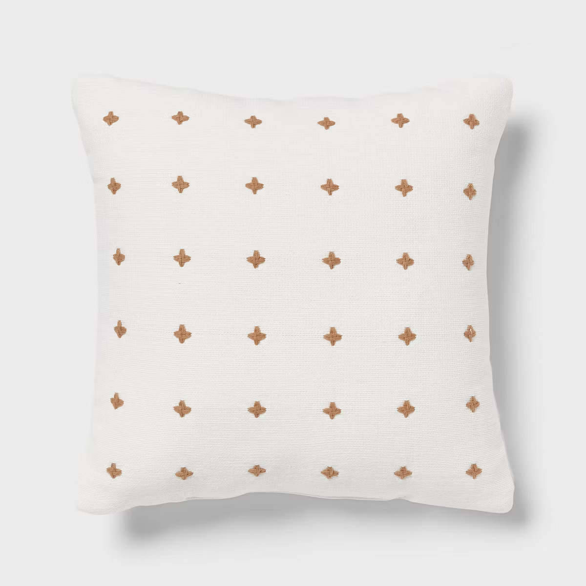 Plus Stitch Square Edge Pillow Ivory/Light Brown - Threshold™: Cotton Dobby Fabric, Indoor Use,... | Target