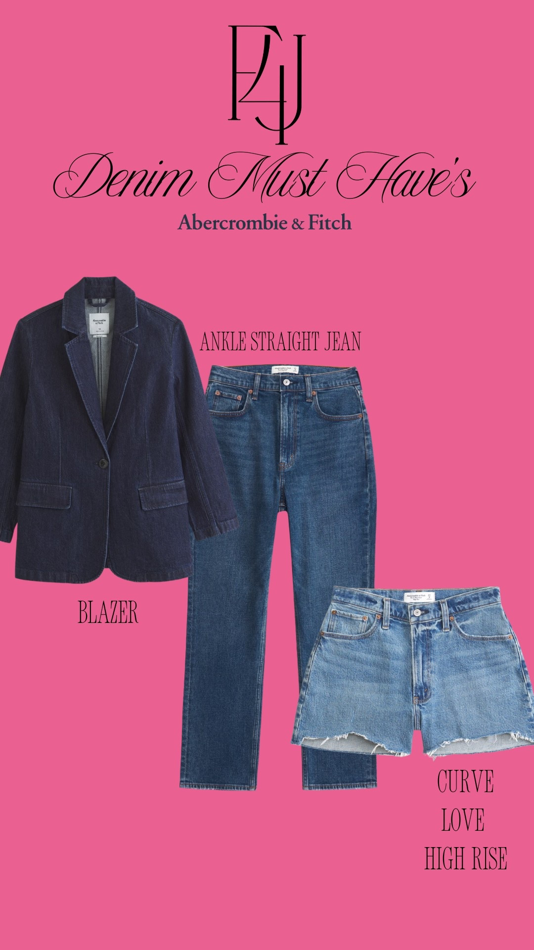 My top 3 denim must have's to purchase during the LTK Spring Sale at Abercrombie & Fitch! Make sure to use the exclusive code in the app to receive the discount!

Fit4Janine, Spring Outfits, Denim, Blazer, Jeans, Jean Shorts

#LTKSpringSale #LTKStyleTip #LTKSeasonal