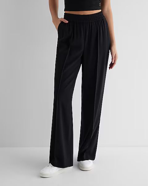 High Waisted Seamed Pull On Wide Leg Pant | Express