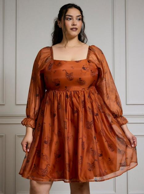 Disney Winnie the Pooh Halloween Allover Print Long Sleeve Plus Size Dress - BoxLunch Exclusive | BoxLunch