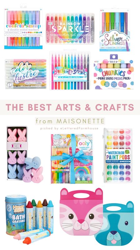 THE BEST ARTS & CRAFTS FROM MAISONETTE picked by Lettered Farmhouse 

kids markers / ooly markers / ooly crayons / watercolor / arts and crafts gift /sidewalk chalk / Easter basket ideas 

#LTKGiftGuide #LTKkids #LTKunder50