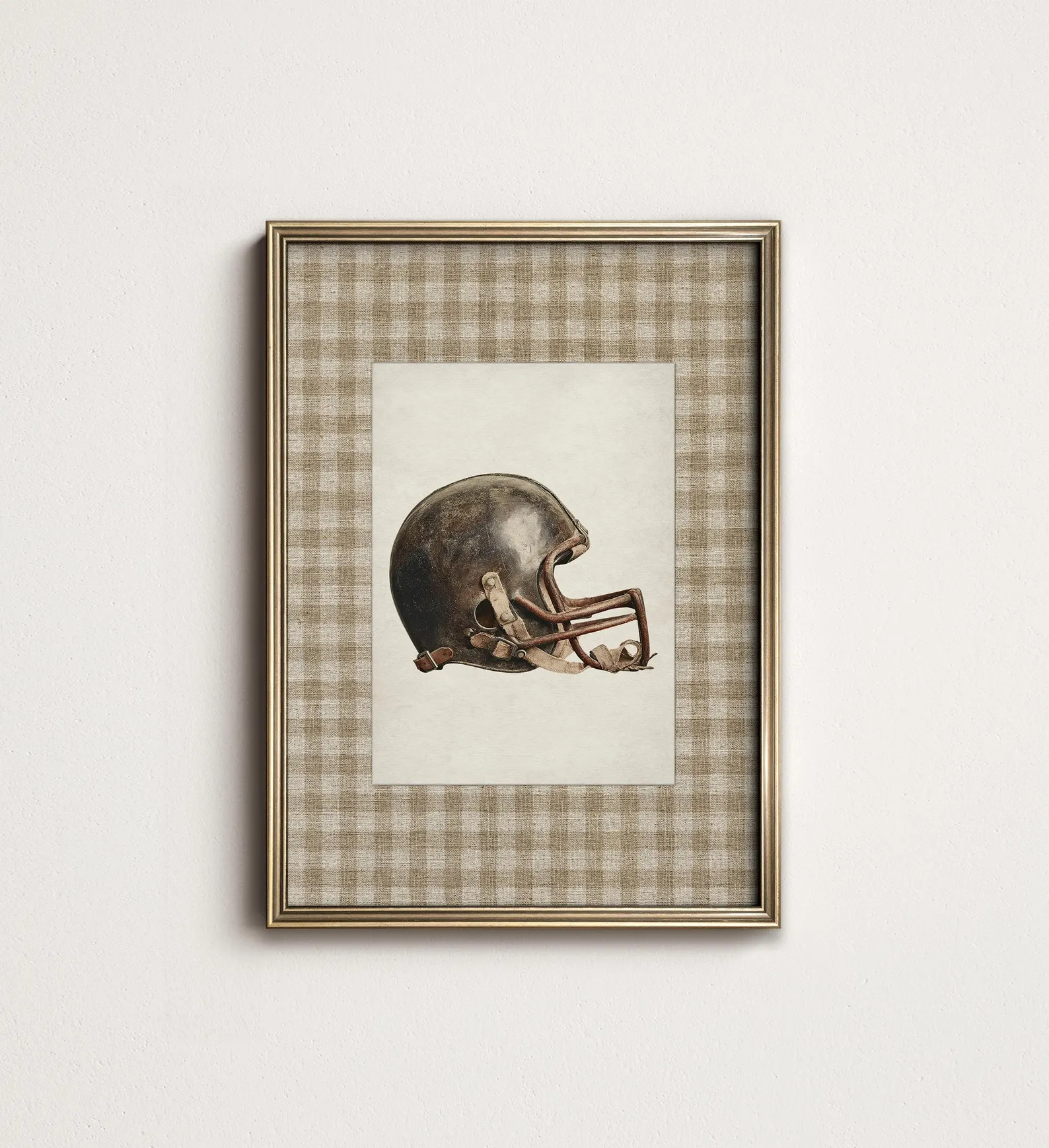 Vintage Football Helmet Print: Gingham Checkered Preppy Kids Sports Decor (PRINTABLE Digital Down... | Etsy (US)