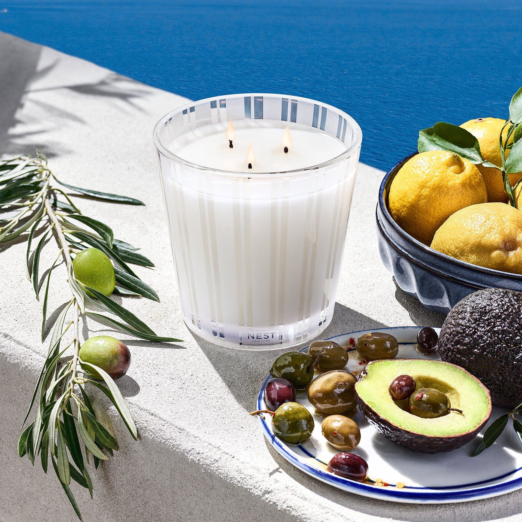 Santorini Olive & Citron 3-Wick Candle | NEST Fragrances