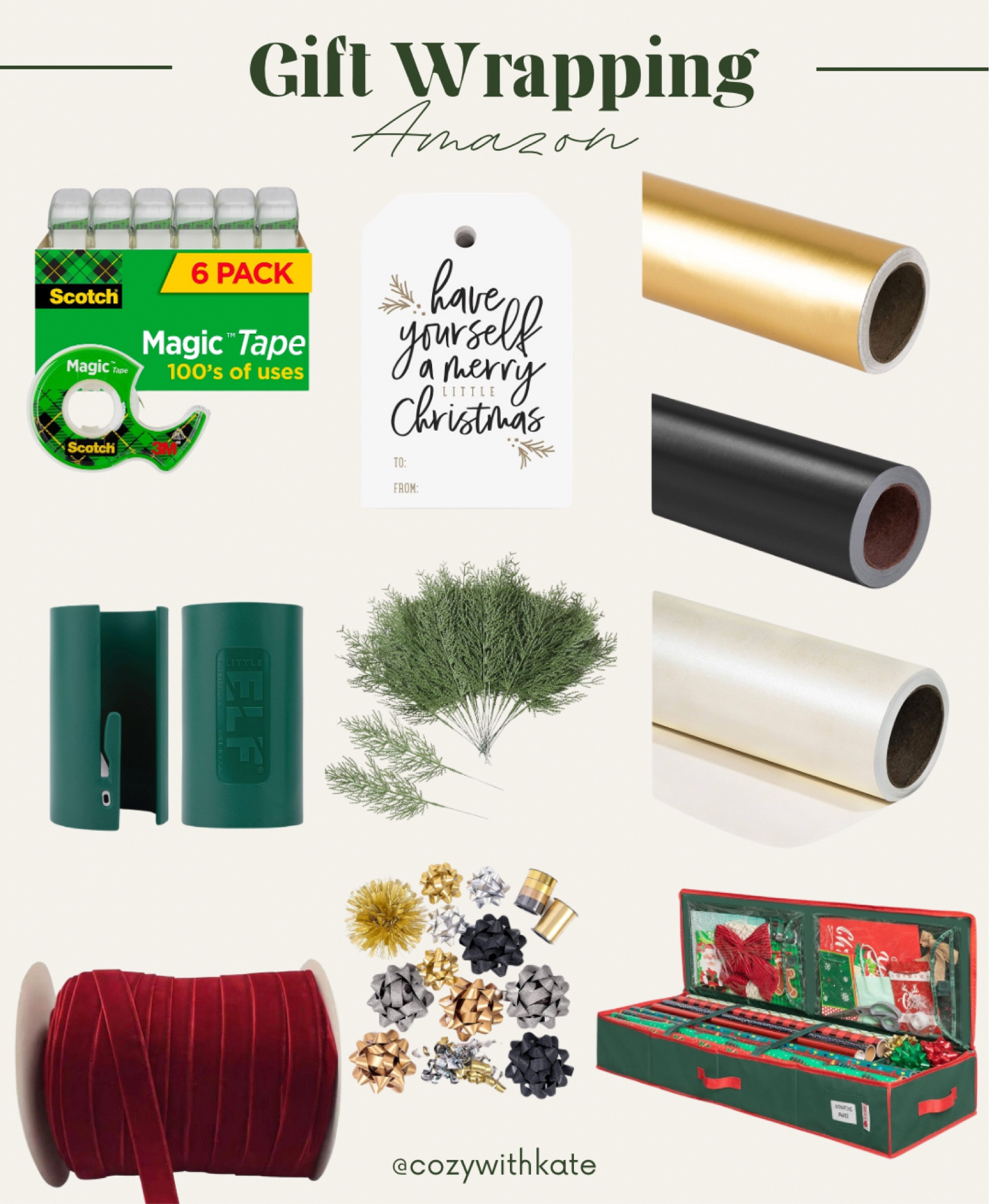 Gift wrapping essentials on Amazon! 

Elf cutter | wrapping paper | bows | ribbon | storage | tape | Christmas 2023 | name tags | 

#LTKhome #LTKHoliday #LTKfindsunder50
