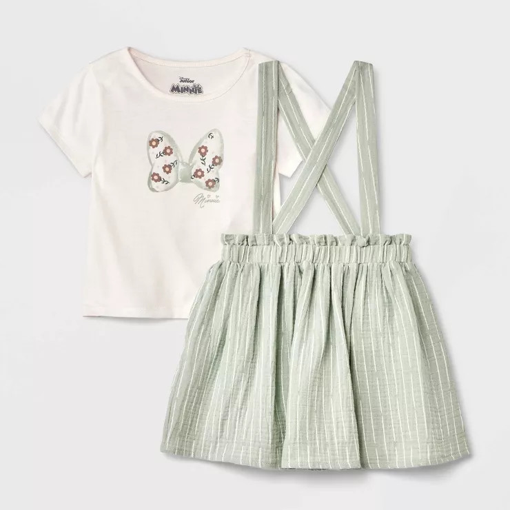 Toddler Girls' Disney Mickey Mouse Top and Bottom Set - Cream | Target