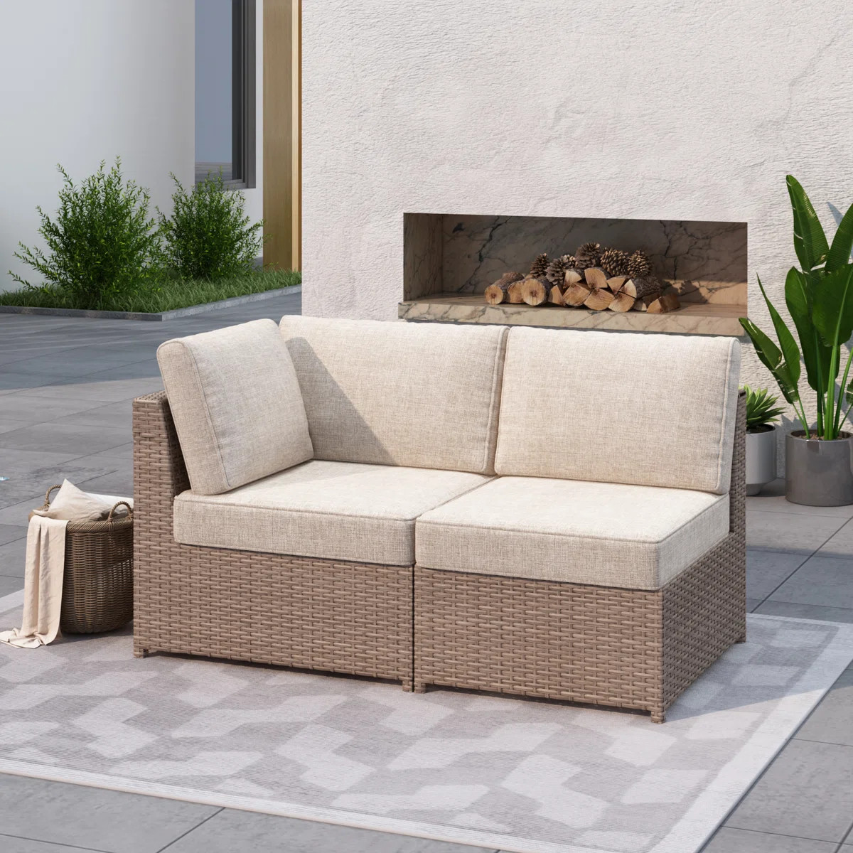 Amberson Fully Assembled 56'' Wide Outdoor Wicker Patio Sofa with Cushions | Wayfair North America