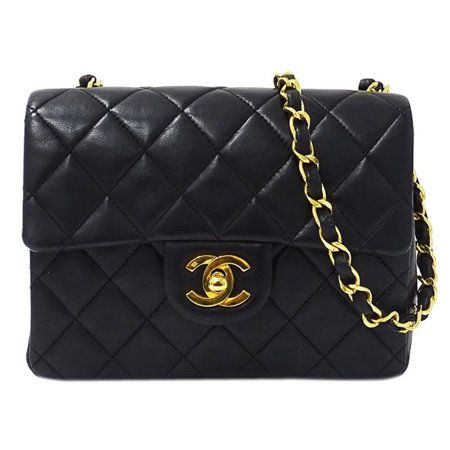 Used Chanel CHANEL Bag Mini Matrasse Ladies Shoulder Lambskin Black Coco Mark | Walmart (US)
