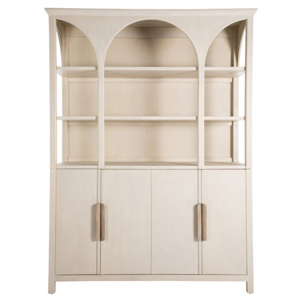 Edison French Country White Wood 2 Door Display Case China Cabinet | Kathy Kuo Home