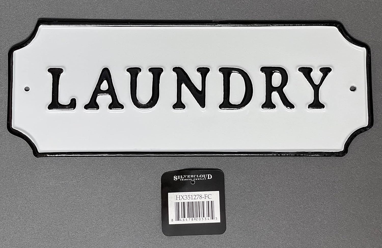 Silvercloud Trading Co. Rustic Single Sided LAUNDRY Embossed Black on White Enamel Metal Door or ... | Amazon (US)