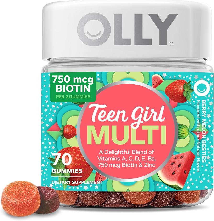 Olly Teen Girl Multi Gummy, Healthy Skin and Immune Support, 15 Essential Vitamins, Biotin, Zinc,... | Amazon (US)