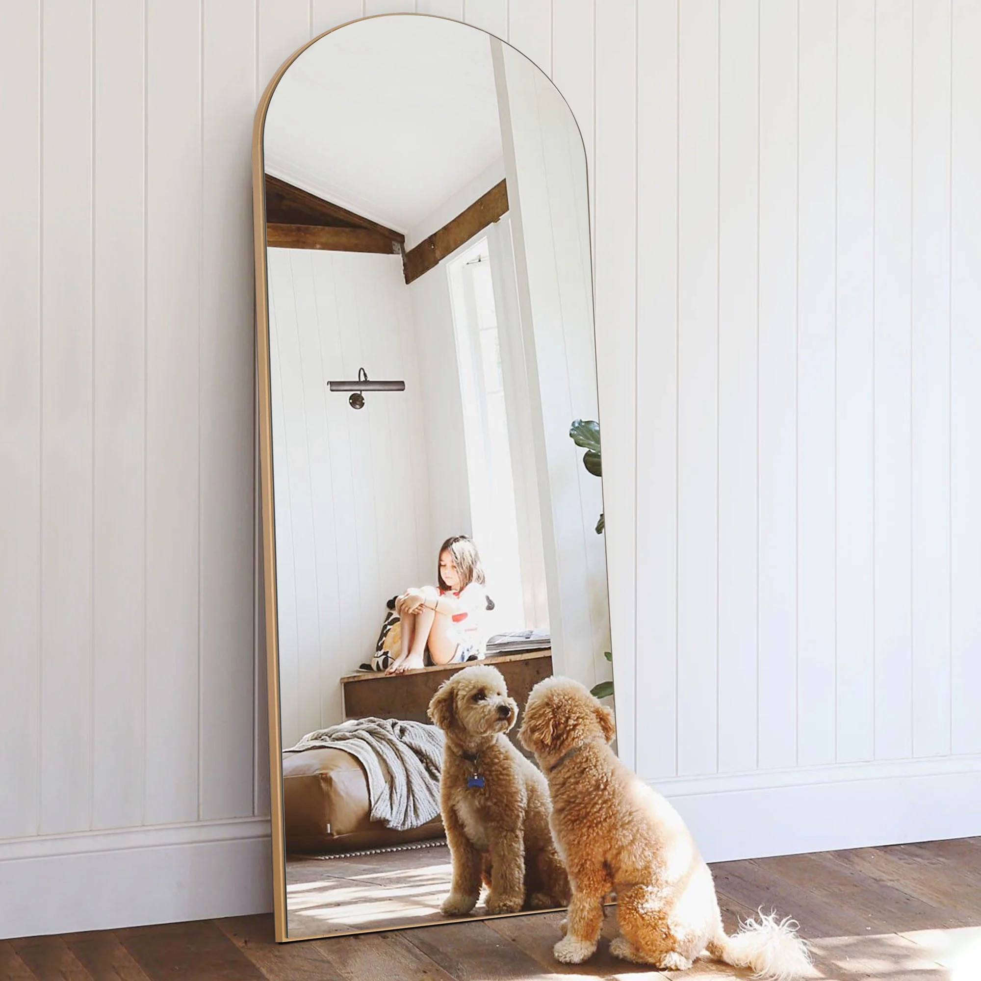 NeuType 22 in x 64 in Gold Modern Floor Mirror - Walmart.com | Walmart (US)