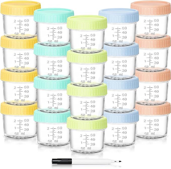20 Pack Glass Baby Food Storage Containers 4 Oz Baby Food Jars with Lids Baby Food Maker Microwav... | Amazon (US)