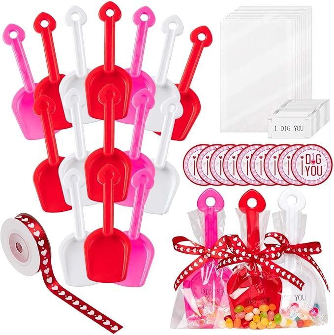 Haooryx Valentine Shovels Toy Gift - 18 Pack Valentine's Day Plastic Shovels Toy Gift Set White R... | Amazon (US)