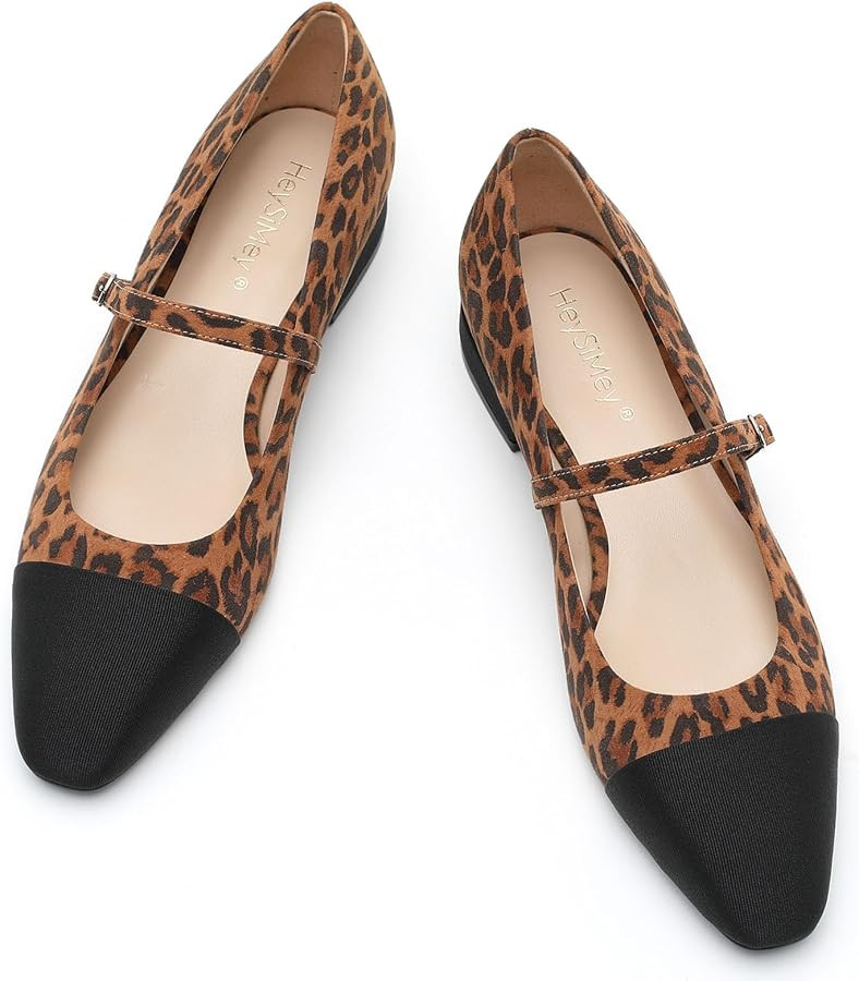 Women's Genuine Leather Mary Jane Shoes Square Toe Flats | Amazon (US)