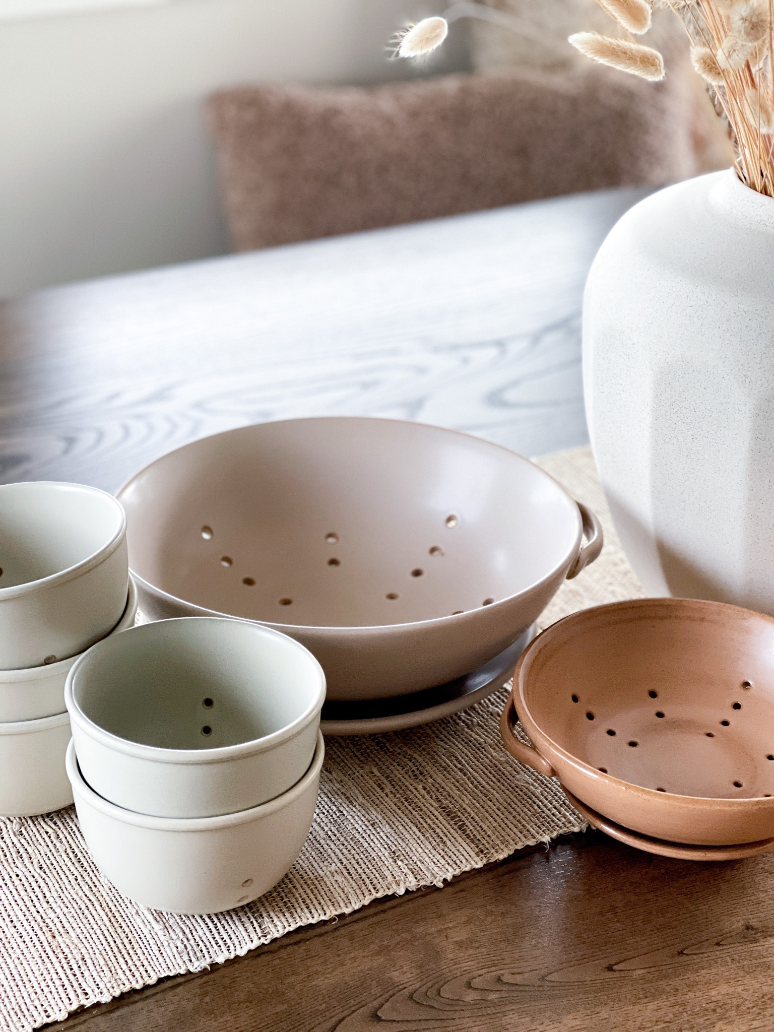 We eat a lot of fresh fruit & vegetables all year long — these colanders are functional + beautiful. 

Modern Boho Home - Neutral Home - Neutral Kitchen - Hearth and Hand - Target Spring 2023  

