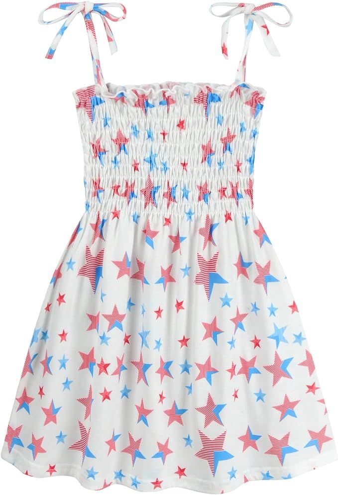 CM-Kid Toddler Girls American Flag Dress USA Stars Striped Kids Patriotic Summer Clothes 4th of J... | Amazon (US)