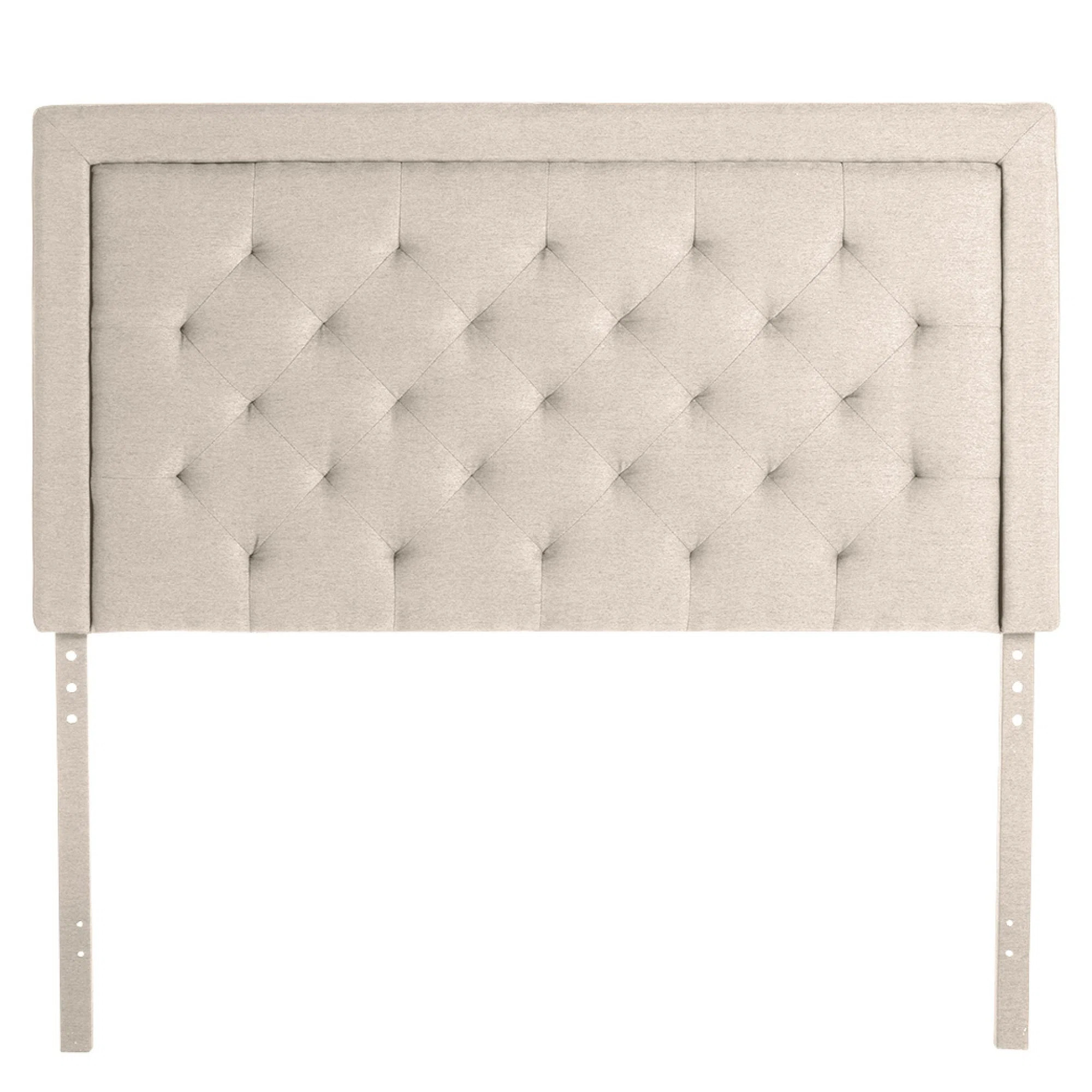 Upholstered Adjustable Height 51.3"–59.1" Headoard with Square Border and Diamond Tufting, Oat,... | Wayfair North America