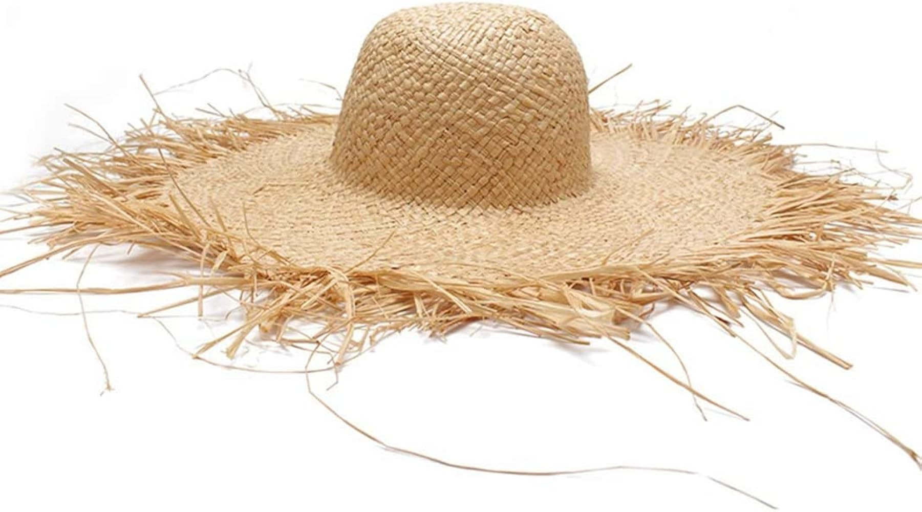 Fashion Lady Sun Hat Wide Brim Women Summer Raffia Straw Hat Fringe Fedoras Beach Panama Cap | Amazon (US)