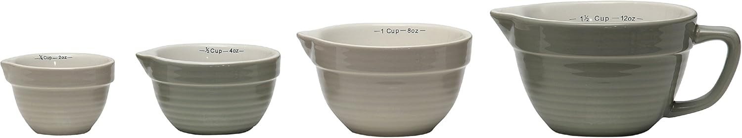 Creative Co-Op Set of 4 Batter Bowl Shaped Measuring Cups in Greys | Amazon (US)