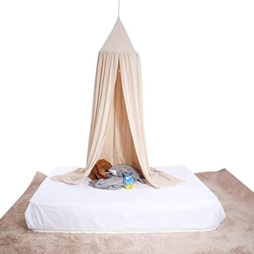 Yosoo Baby Bedding Round Dome Bed Canopy Kids Play Tent Hanging Mosquito Net Curtain for Baby Kids Reading Playing Sleeping Room Decoration, Khaki | Amazon (US)