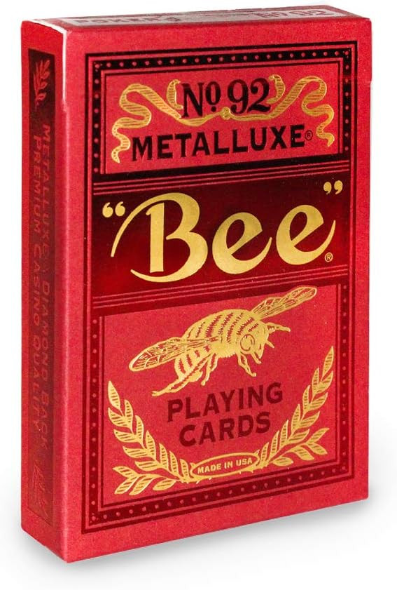 Bee MetalLuxe Playing Cards - Red Foil Diamond Back, Standard Index | Amazon (US)