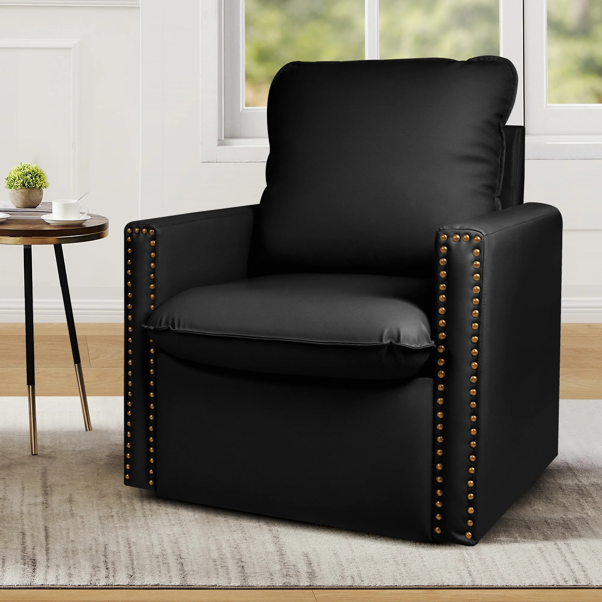 WangSiDun Faux Leather Swivel Accent Chair , Club Chair Reading Armchair for Bedroom Living Room,... | Walmart (US)