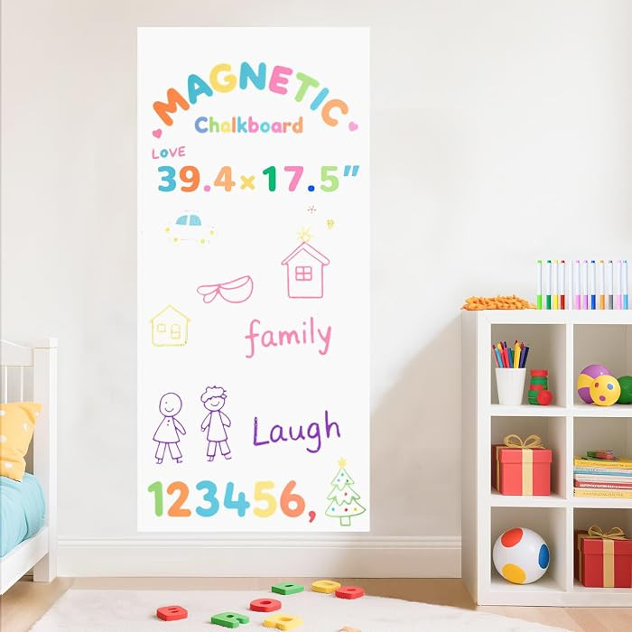 Magnetic Wall Decal for Kids 47.2x17.5 Inches Magnetic White Boards for Walls Peel and Stick Magn... | Amazon (US)
