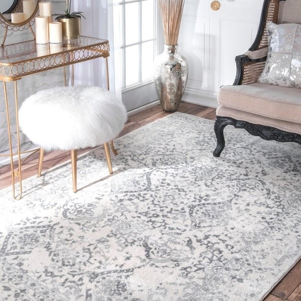 The Gray Barn Black Hill Vintage Floral Ornament Ivory and Grey Rug | Bed Bath & Beyond