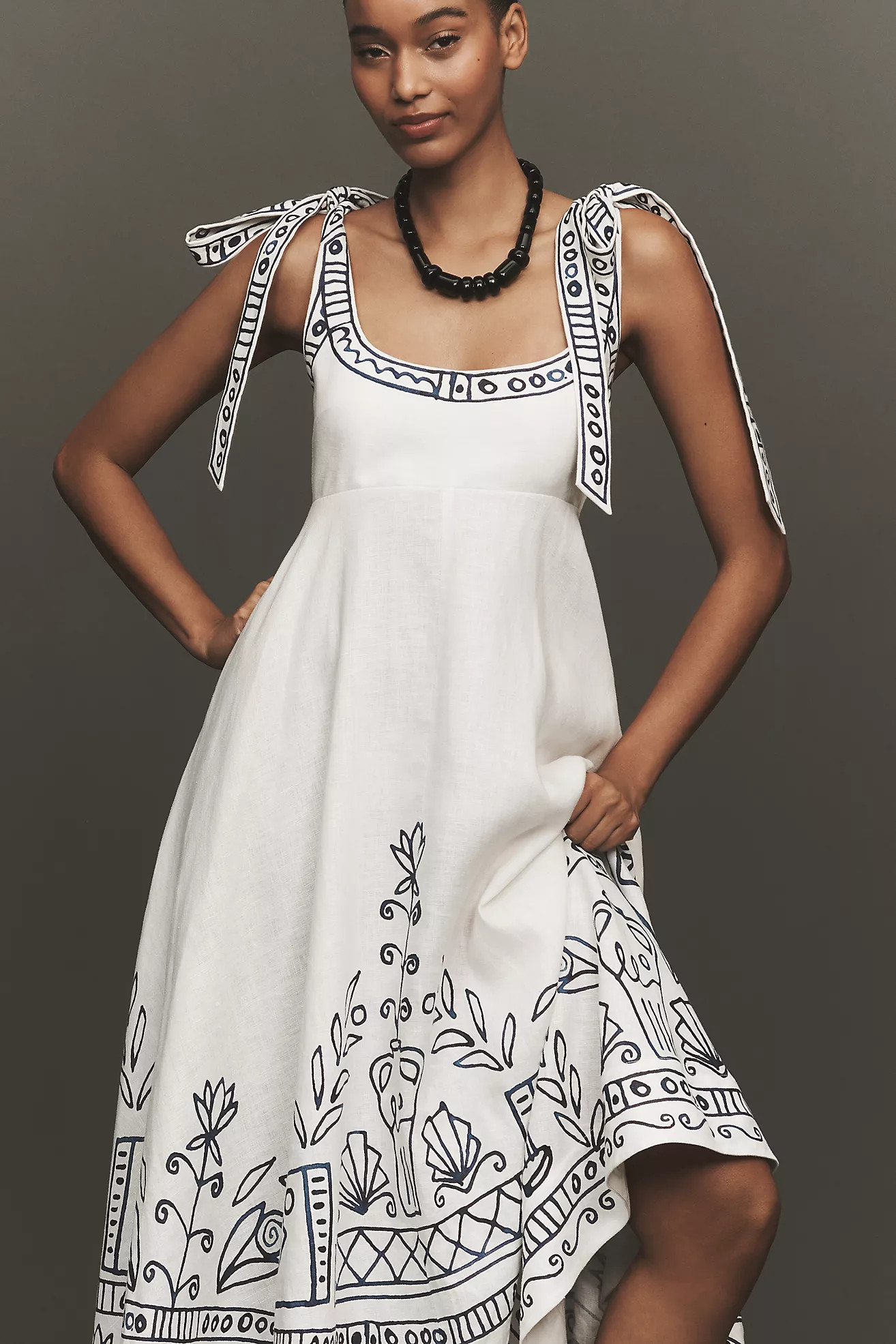 ALÉMAIS Leela Ballet Linen Midi Dress | Anthropologie (US)