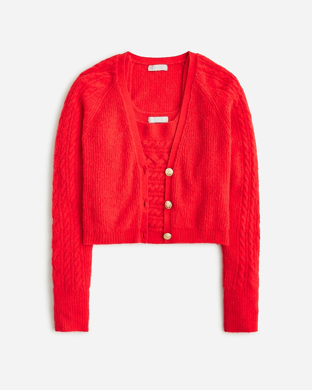 Supersoft cropped cable-knit sweater-tank set | J. Crew US