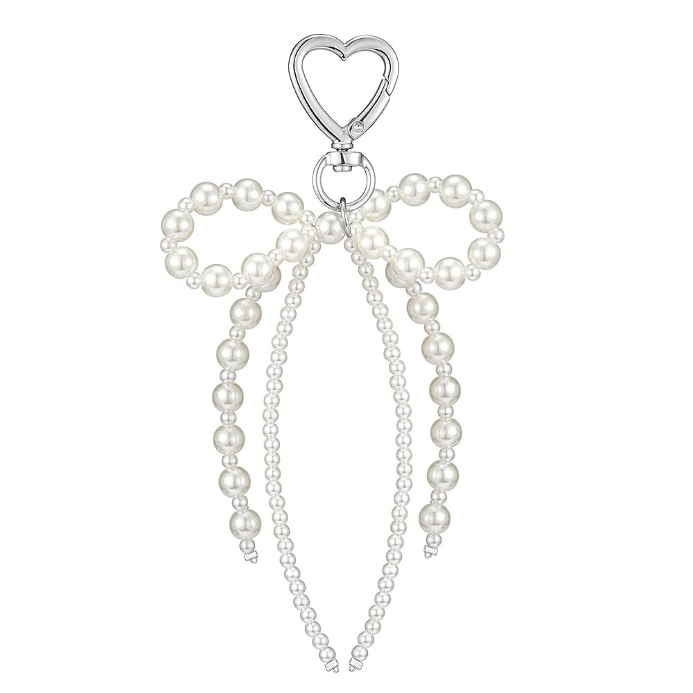 Agromusk Pearl Bow Keychain Heart Coquette Pearl Tassel Bag Charms,Cute Y2k Bow Pendant Purse Cha... | Amazon (US)