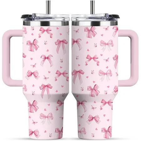 Pink Bow Tumbler For Women, Cute Heart Stainless Steel Vacuum Tumbler 30 Oz, Birthday Christmas Graduation Gifts For Women Mom Sister Best Friends, Pink Bow Travel Coffee Insulated Cup | Walmart (US)